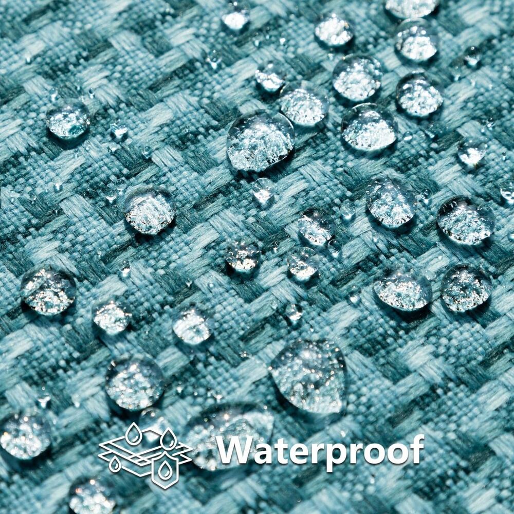 ✨ Kevin Textile Outdoor Waterproof Pillow Covers, Teal Checkered 20x20, Set of 2 - Picture 4 of 10